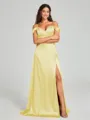 A-line/Princess Sweetheart Sweep Train Sleeveless Silk Like Satin Bridesmaid Dress
