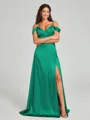A-line/Princess Sweetheart Sweep Train Sleeveless Silk Like Satin Bridesmaid Dress