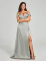 A-line/Princess Sweetheart Sweep Train Sleeveless Silk Like Satin Bridesmaid Dress