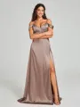 A-line/Princess Sweetheart Sweep Train Sleeveless Silk Like Satin Bridesmaid Dress