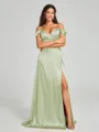 A-line/Princess Sweetheart Sweep Train Sleeveless Silk Like Satin Bridesmaid Dress