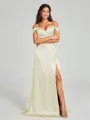 A-line/Princess Sweetheart Sweep Train Sleeveless Silk Like Satin Bridesmaid Dress