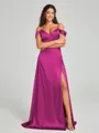A-line/Princess Sweetheart Sweep Train Sleeveless Silk Like Satin Bridesmaid Dress