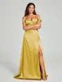 A-line/Princess Sweetheart Sweep Train Sleeveless Silk Like Satin Bridesmaid Dress