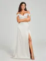 A-line/Princess Sweetheart Sweep Train Sleeveless Silk Like Satin Bridesmaid Dress