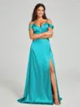A-line/Princess Sweetheart Sweep Train Sleeveless Silk Like Satin Bridesmaid Dress