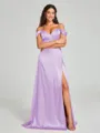 A-line/Princess Sweetheart Sweep Train Sleeveless Silk Like Satin Bridesmaid Dress