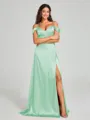 A-line/Princess Sweetheart Sweep Train Sleeveless Silk Like Satin Bridesmaid Dress