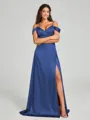 A-line/Princess Sweetheart Sweep Train Sleeveless Silk Like Satin Bridesmaid Dress