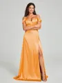 A-line/Princess Sweetheart Sweep Train Sleeveless Silk Like Satin Bridesmaid Dress