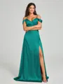 A-line/Princess Sweetheart Sweep Train Sleeveless Silk Like Satin Bridesmaid Dress