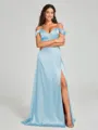 A-line/Princess Sweetheart Sweep Train Sleeveless Silk Like Satin Bridesmaid Dress