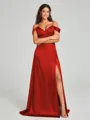 A-line/Princess Sweetheart Sweep Train Sleeveless Silk Like Satin Bridesmaid Dress