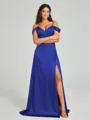 A-line/Princess Sweetheart Sweep Train Sleeveless Silk Like Satin Bridesmaid Dress