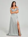 A-line/Princess Sweetheart Sweep Train Sleeveless Silk Like Satin Bridesmaid Dress