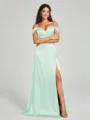 A-line/Princess Sweetheart Sweep Train Sleeveless Silk Like Satin Bridesmaid Dress