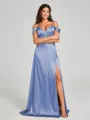 A-line/Princess Sweetheart Sweep Train Sleeveless Silk Like Satin Bridesmaid Dress