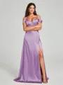A-line/Princess Sweetheart Sweep Train Sleeveless Silk Like Satin Bridesmaid Dress
