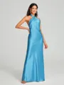 Sheath/Column Halter Floor-Length Sleeveless Silk Like Satin Bridesmaid Dress