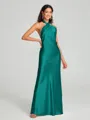 Sheath/Column Halter Floor-Length Sleeveless Silk Like Satin Bridesmaid Dress