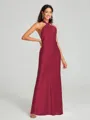 Sheath/Column Halter Floor-Length Sleeveless Silk Like Satin Bridesmaid Dress