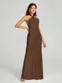 Sheath/Column Halter Floor-Length Sleeveless Silk Like Satin Bridesmaid Dress