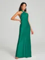 Sheath/Column Halter Floor-Length Sleeveless Silk Like Satin Bridesmaid Dress