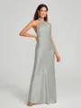 Sheath/Column Halter Floor-Length Sleeveless Silk Like Satin Bridesmaid Dress