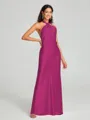 Sheath/Column Halter Floor-Length Sleeveless Silk Like Satin Bridesmaid Dress