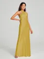 Sheath/Column Halter Floor-Length Sleeveless Silk Like Satin Bridesmaid Dress