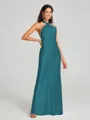 Sheath/Column Halter Floor-Length Sleeveless Silk Like Satin Bridesmaid Dress