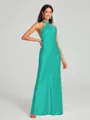 Sheath/Column Halter Floor-Length Sleeveless Silk Like Satin Bridesmaid Dress
