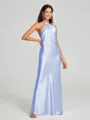 Sheath/Column Halter Floor-Length Sleeveless Silk Like Satin Bridesmaid Dress