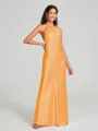 Sheath/Column Halter Floor-Length Sleeveless Silk Like Satin Bridesmaid Dress