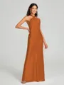 Sheath/Column Halter Floor-Length Sleeveless Silk Like Satin Bridesmaid Dress