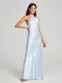 Sheath/Column Halter Floor-Length Sleeveless Silk Like Satin Bridesmaid Dress