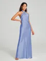 Sheath/Column Halter Floor-Length Sleeveless Silk Like Satin Bridesmaid Dress