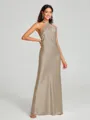 Sheath/Column Halter Floor-Length Sleeveless Silk Like Satin Bridesmaid Dress