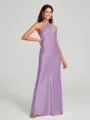 Sheath/Column Halter Floor-Length Sleeveless Silk Like Satin Bridesmaid Dress