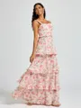 A-line Straps Cascading Ruffles Floor-Length Bridesmaid Dress