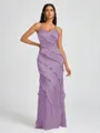 Sheath V-neck Ruffles Floor-Length Silk Like Satin Bridesmaid Dress