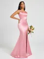 Sheath Square Floor-Length Silk Like Satin Bridesmaid Dress
