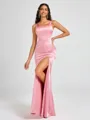 Sheath Square Floor-Length Silk Like Satin Bridesmaid Dress