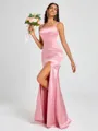 Sheath Square Floor-Length Silk Like Satin Bridesmaid Dress