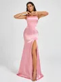Sheath Square Floor-Length Silk Like Satin Bridesmaid Dress