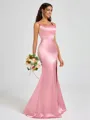 Sheath Square Floor-Length Silk Like Satin Bridesmaid Dress