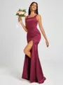 Sheath Square Floor-Length Silk Like Satin Bridesmaid Dress