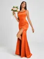 Sheath Square Floor-Length Silk Like Satin Bridesmaid Dress