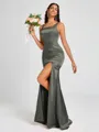 Sheath Square Floor-Length Silk Like Satin Bridesmaid Dress
