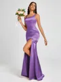 Sheath Square Floor-Length Silk Like Satin Bridesmaid Dress